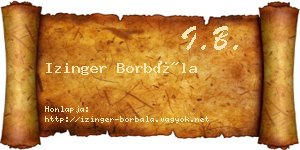 Izinger Borbála névjegykártya